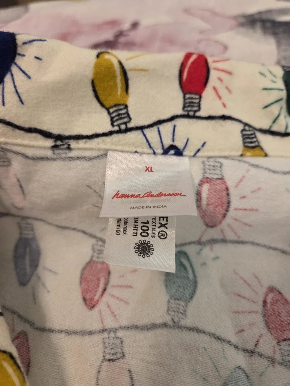 HANNA ANDERSSON Adult Unisex Flannel Holiday Christmas Light Bulb Pajama Set XL - Picture 11 of 12